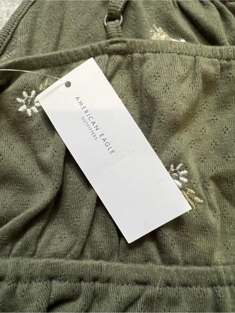 American Eagle Outfitters Olive Green Floral Smocked Peplum Cami NWT M - Picture 7 of 8